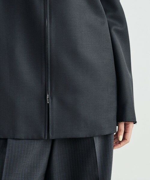 TOMORROWLAND / トゥモローランド ノーカラージャケット | ウールシャンブレー ジップジャケット | 詳細10