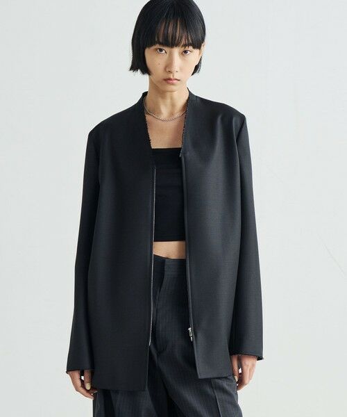 TOMORROWLAND / トゥモローランド ノーカラージャケット | ウールシャンブレー ジップジャケット | 詳細2