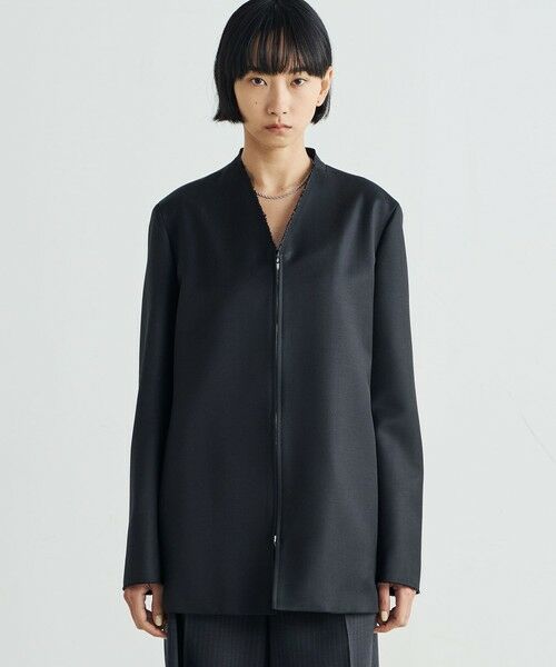 TOMORROWLAND / トゥモローランド ノーカラージャケット | ウールシャンブレー ジップジャケット | 詳細3