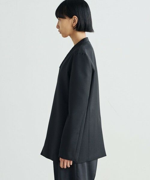 TOMORROWLAND / トゥモローランド ノーカラージャケット | ウールシャンブレー ジップジャケット | 詳細4