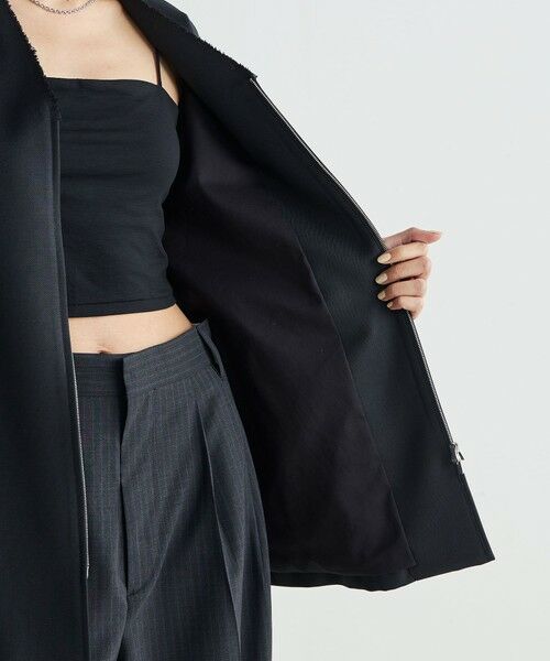 TOMORROWLAND / トゥモローランド ノーカラージャケット | ウールシャンブレー ジップジャケット | 詳細6