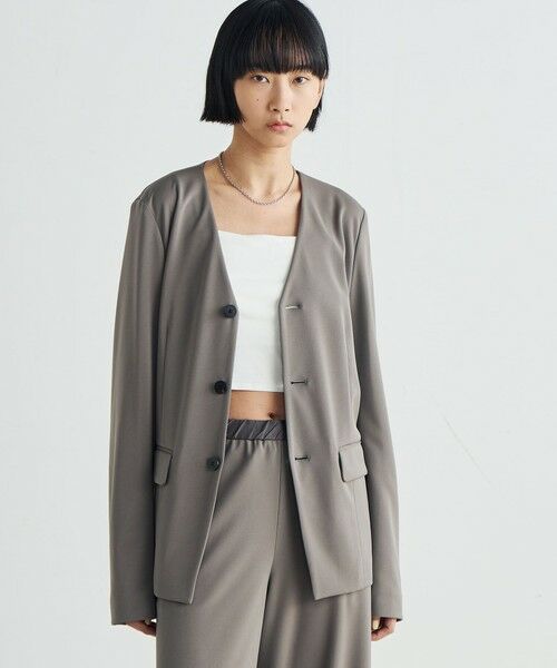 TOMORROWLAND / トゥモローランド ノーカラージャケット | カルゼジャージー ノーカラージャケット | 詳細2