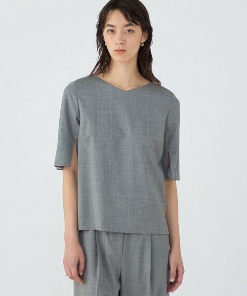 TOMORROWLAND / トゥモローランド シャツ・ブラウス | ファインウーステッドウール スリットスリーブブラウス | 詳細2