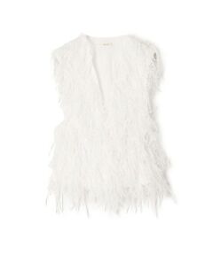 TOMORROWLAND / トゥモローランド ベスト | ホワイトフリンジジャカード フレンチスリーブベスト