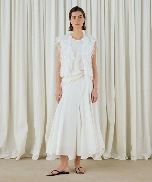 TOMORROWLAND / トゥモローランド ベスト | ホワイトフリンジジャカード フレンチスリーブベスト | 詳細1