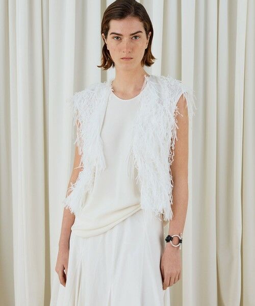 TOMORROWLAND / トゥモローランド ベスト | ホワイトフリンジジャカード フレンチスリーブベスト | 詳細2