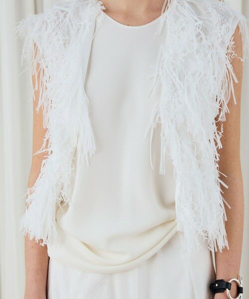 TOMORROWLAND / トゥモローランド ベスト | ホワイトフリンジジャカード フレンチスリーブベスト | 詳細8
