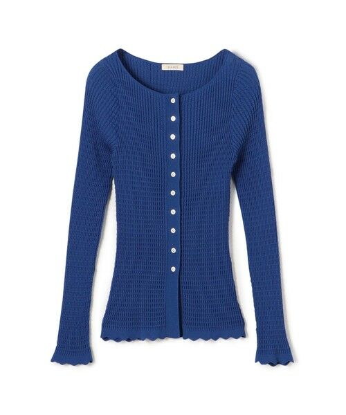 TOMORROWLAND/トゥモローランド コットンアセテートリブ ボートネックカーディガン 65 ブルー F