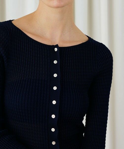 TOMORROWLAND / トゥモローランド カーディガン・ボレロ | コットンアセテートリブ ボートネックカーディガン | 詳細5