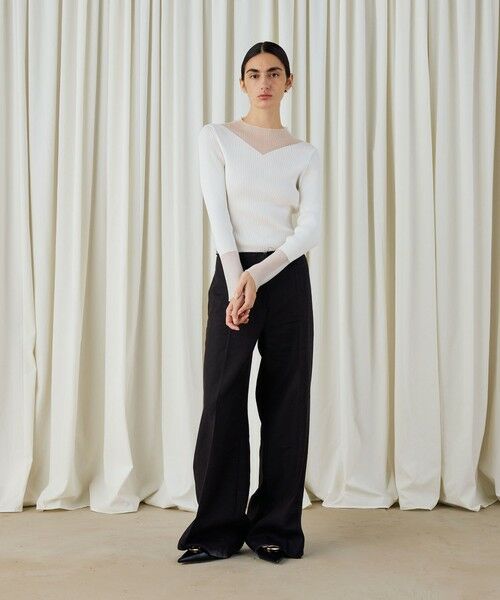 TOMORROWLAND / トゥモローランド ニット・セーター | コットンアセテートリブ ビルドネックプルオーバー | 詳細1