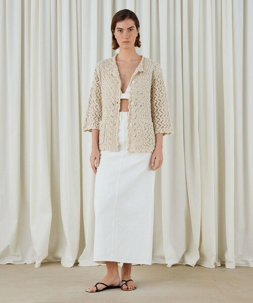 TOMORROWLAND / トゥモローランド デニムスカート | ペインティングホワイトデニム ブラレット付きマキシスカート | 詳細1