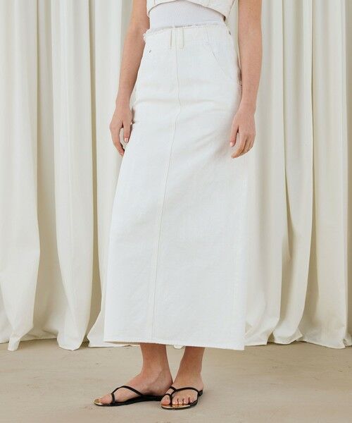 TOMORROWLAND / トゥモローランド デニムスカート | ペインティングホワイトデニム ブラレット付きマキシスカート | 詳細9