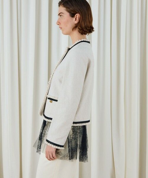 TOMORROWLAND / トゥモローランド ノーカラージャケット | コットンリネンハイカウントクロス クルーネックジャケット | 詳細3