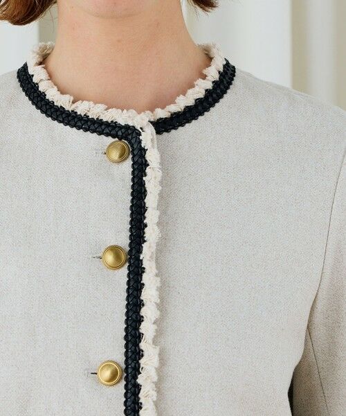 TOMORROWLAND / トゥモローランド ノーカラージャケット | コットンリネンハイカウントクロス クルーネックジャケット | 詳細6