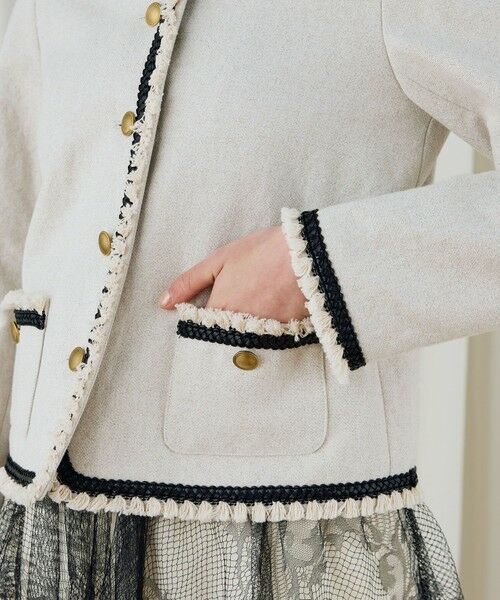 TOMORROWLAND / トゥモローランド ノーカラージャケット | コットンリネンハイカウントクロス クルーネックジャケット | 詳細7