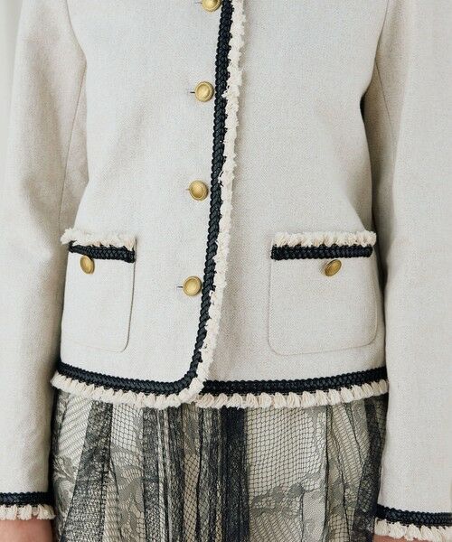 TOMORROWLAND / トゥモローランド ノーカラージャケット | コットンリネンハイカウントクロス クルーネックジャケット | 詳細8