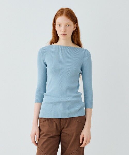 TOMORROWLAND / トゥモローランド ニット・セーター | ギザコットンリブ ボートネックプルオーバー | 詳細2