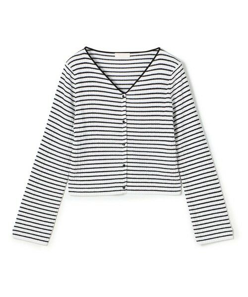TOMORROWLAND/トゥモローランド ランダムリブボーダー ショートカーディガン 12 ホワイト系 S(9号) TOMORROWLAND/トゥモローランド ランダムリブボーダー ショートカーディガン 12 ホワイト系 S(9号)