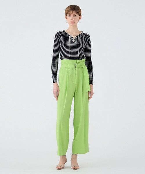 TOMORROWLAND / トゥモローランド ニット・セーター | ランダムリブボーダー レースアッププルオーバー | 詳細1