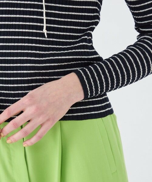 TOMORROWLAND / トゥモローランド ニット・セーター | ランダムリブボーダー レースアッププルオーバー | 詳細6