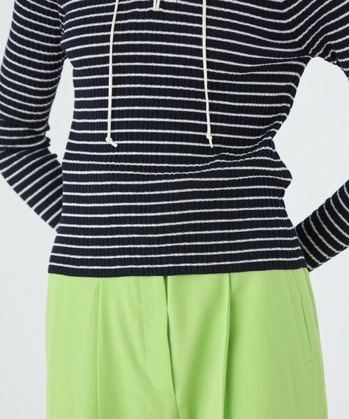 TOMORROWLAND / トゥモローランド ニット・セーター | ランダムリブボーダー レースアッププルオーバー | 詳細7