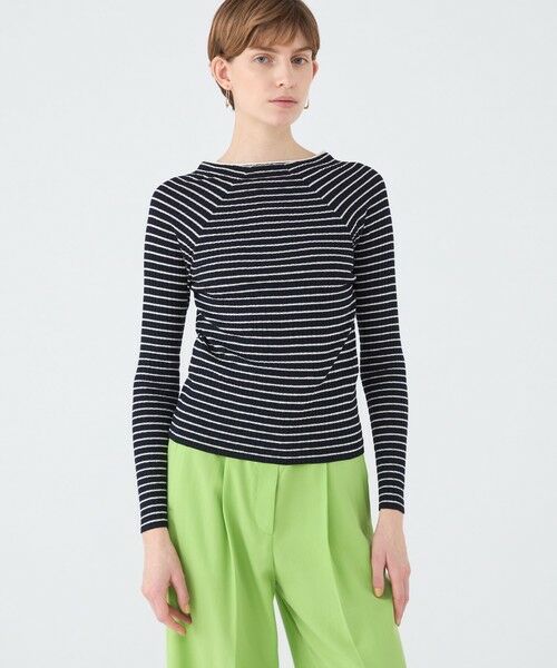 TOMORROWLAND / トゥモローランド ニット・セーター | ランダムリブボーダー レースアッププルオーバー | 詳細8