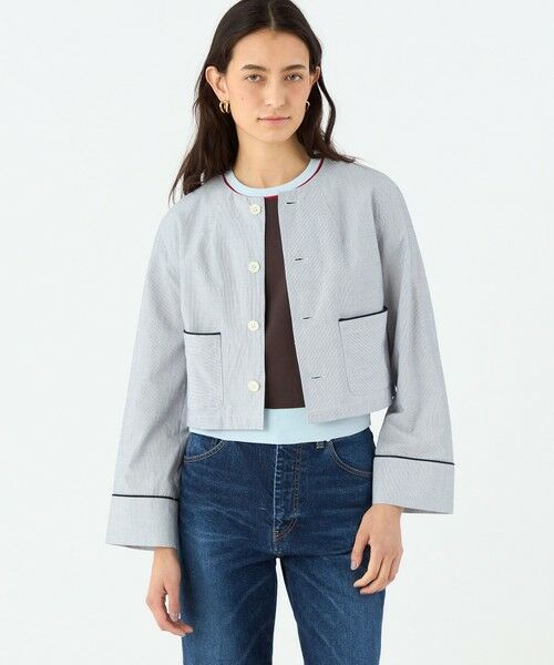 TOMORROWLAND / トゥモローランド ノーカラージャケット | コットンコード クルーネックジャケット | 詳細2