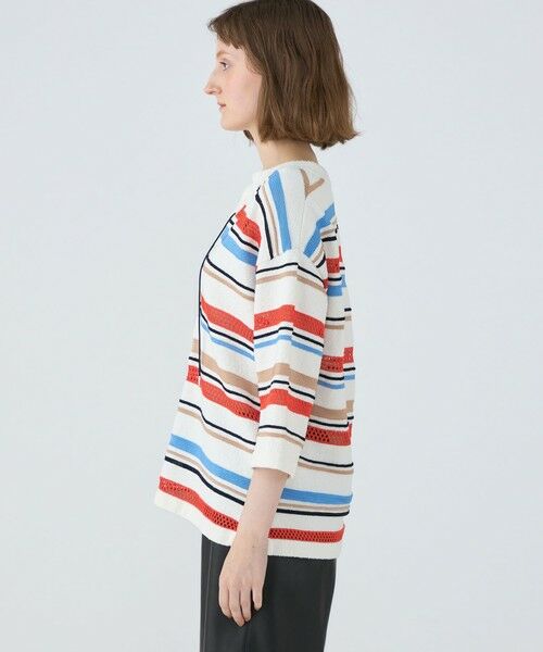 TOMORROWLAND / トゥモローランド ニット・セーター | パイルボーダー レースアッププルオーバー | 詳細3