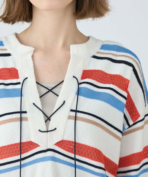 TOMORROWLAND / トゥモローランド ニット・セーター | パイルボーダー レースアッププルオーバー | 詳細5