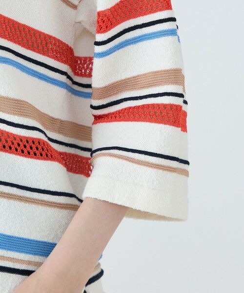 TOMORROWLAND / トゥモローランド ニット・セーター | パイルボーダー レースアッププルオーバー | 詳細6