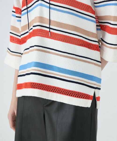 TOMORROWLAND / トゥモローランド ニット・セーター | パイルボーダー レースアッププルオーバー | 詳細7