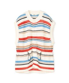 TOMORROWLAND / トゥモローランド ベスト | パイルボーダー クルーネックベスト