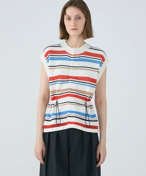 TOMORROWLAND / トゥモローランド ベスト | パイルボーダー クルーネックベスト | 詳細2