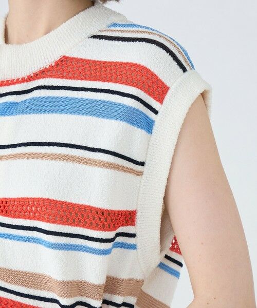 TOMORROWLAND / トゥモローランド ベスト | パイルボーダー クルーネックベスト | 詳細6