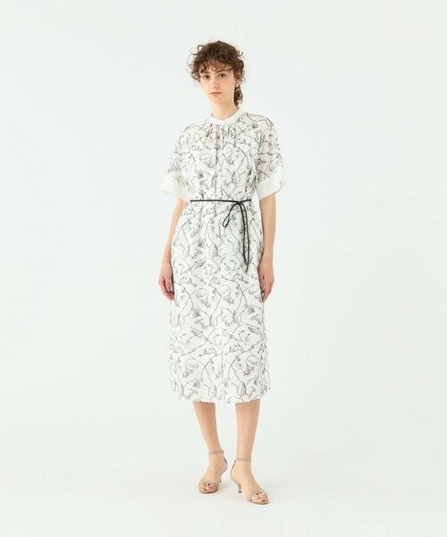 TOMORROWLAND / トゥモローランド ミニ丈・ひざ丈ワンピース | バルーンエンブロイダリー スタンドカラーワンピース | 詳細1