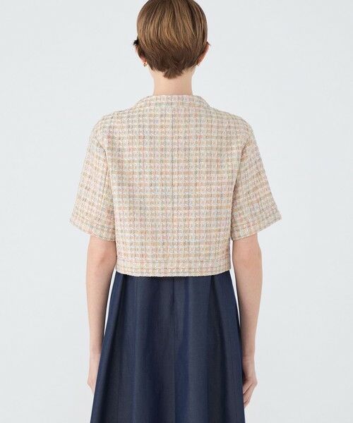 TOMORROWLAND / トゥモローランド ノーカラージャケット | ベージュファンシー ハーフスリーブジャケット | 詳細4