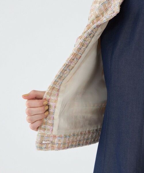 TOMORROWLAND / トゥモローランド ノーカラージャケット | ベージュファンシー ハーフスリーブジャケット | 詳細5