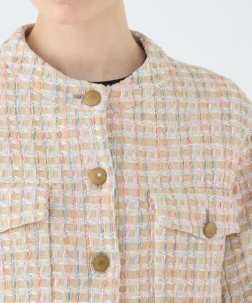 TOMORROWLAND / トゥモローランド ノーカラージャケット | ベージュファンシー ハーフスリーブジャケット | 詳細6