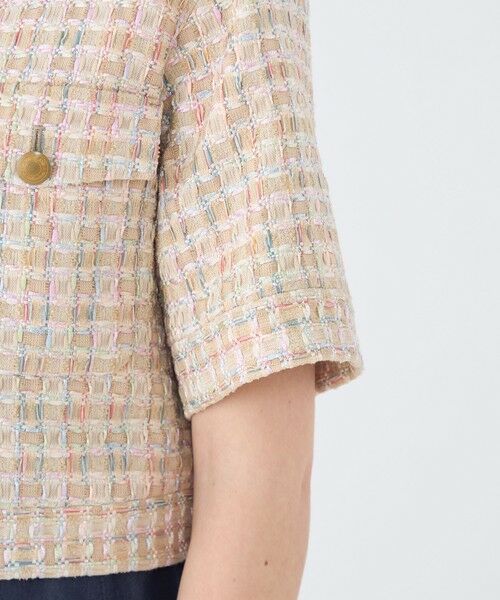 TOMORROWLAND / トゥモローランド ノーカラージャケット | ベージュファンシー ハーフスリーブジャケット | 詳細7