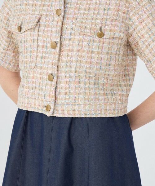 TOMORROWLAND / トゥモローランド ノーカラージャケット | ベージュファンシー ハーフスリーブジャケット | 詳細8