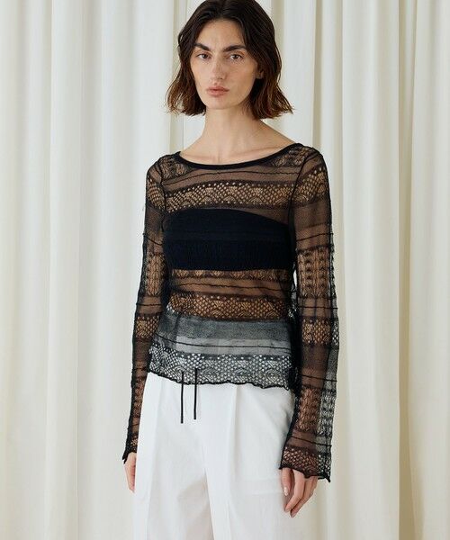 TOMORROWLAND / トゥモローランド ニット・セーター | レースステッチ バックネックプルオーバー | 詳細2