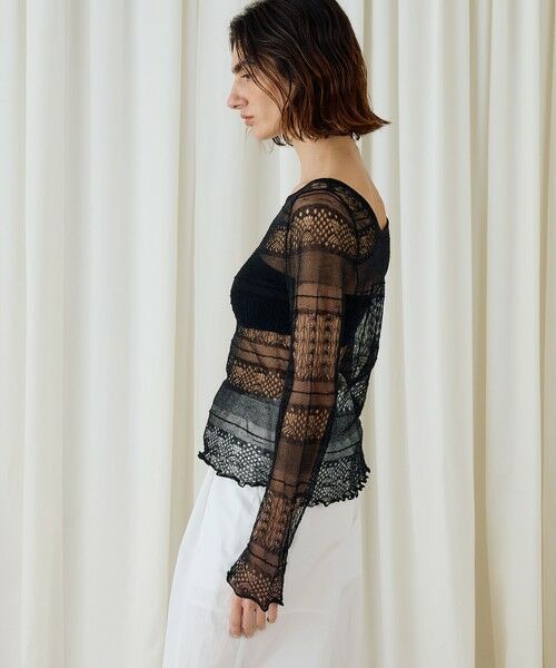 TOMORROWLAND / トゥモローランド ニット・セーター | レースステッチ バックネックプルオーバー | 詳細3