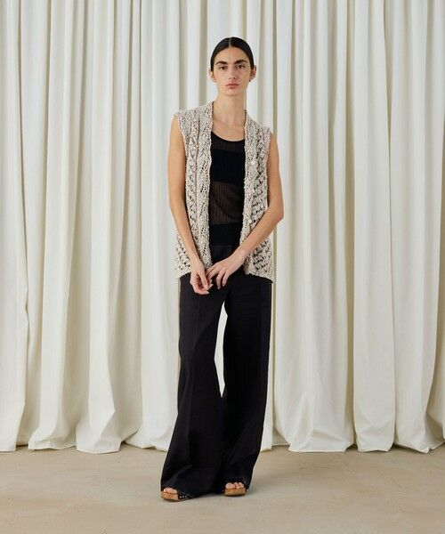 TOMORROWLAND / トゥモローランド ベスト | コットンブークレームリネ Vネックベスト | 詳細1