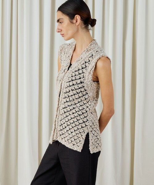 TOMORROWLAND / トゥモローランド ベスト | コットンブークレームリネ Vネックベスト | 詳細3