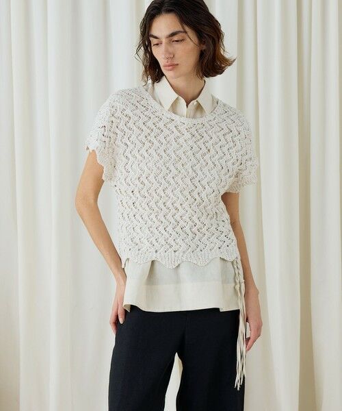 TOMORROWLAND / トゥモローランド ニット・セーター | グリッターネップヤーン フロンタブルプルオーバー | 詳細2