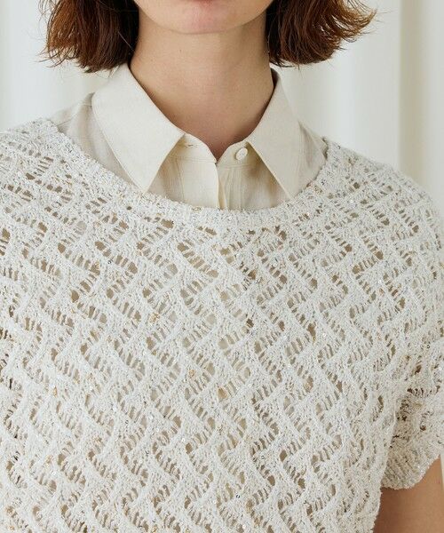 TOMORROWLAND / トゥモローランド ニット・セーター | グリッターネップヤーン フロンタブルプルオーバー | 詳細5