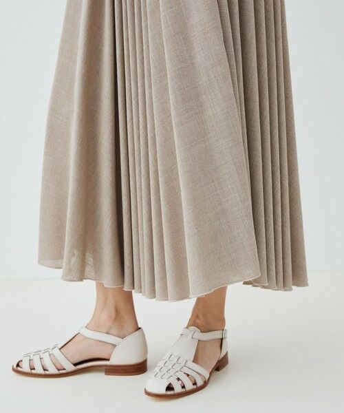 リネンテクスチャー プリーツマキシスカート （ロング・マキシ丈