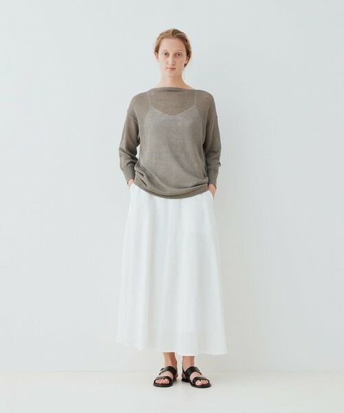 TOMORROWLAND / トゥモローランド ロング・マキシ丈スカート | リブコンビフレンチリネン Aラインマキシスカート | 詳細1