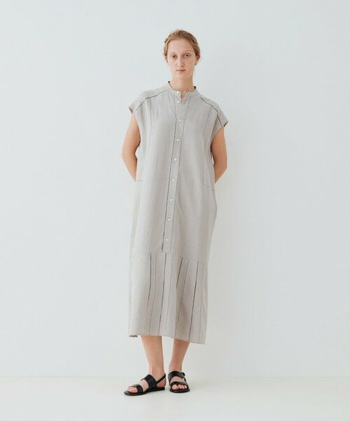リブコンビフレンチリネン フレンチスリーブワンピース （ロング
