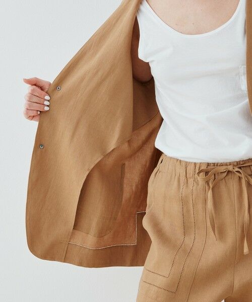 TOMORROWLAND / トゥモローランド ノーカラージャケット | リブコンビフレンチリネン ハーフスリーブジャケット | 詳細5